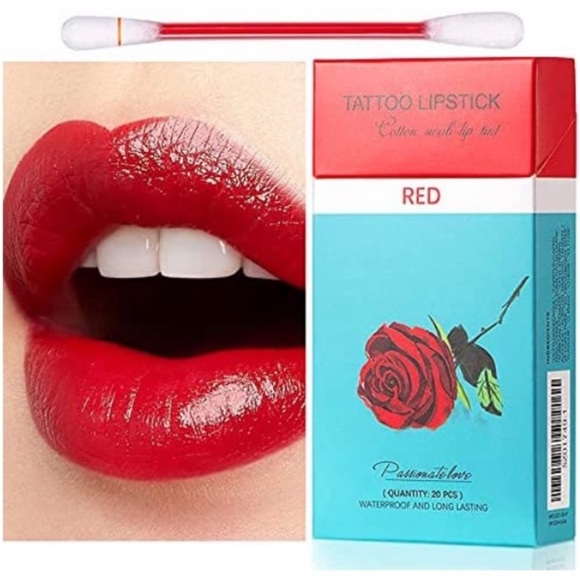 Makeup 2pcs Tattoo Lipstick Cotton Swab Lip Tint Tattoo Lipstick